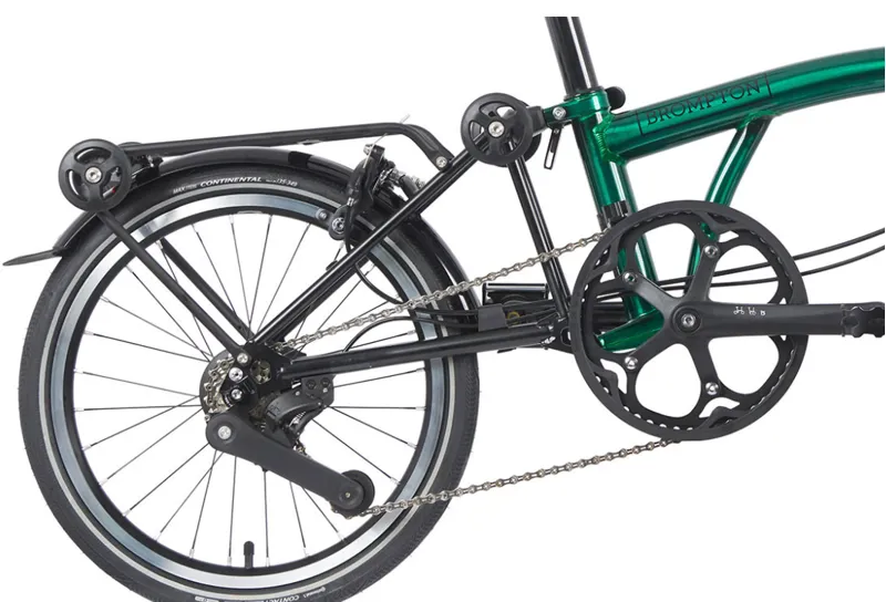 Brompton P-Line Urban With Rack Mid Bar Folding Bike 2023 Emerald Laquer-4